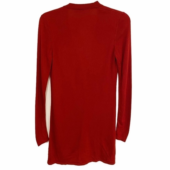 Magaschoni | Silk Cashmere Long Cardigan Maroon Button Front Size Small - Picture 2 of 7